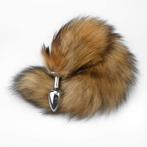 Authentic Fox fur Tail with metal butt plug MEDIUM