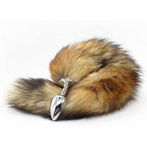 Authentic Fox fur Tail with metal butt plug MEDIUM