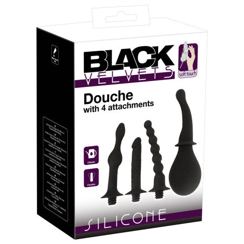 Black Velvets Silicone Douche with 4 Attachments