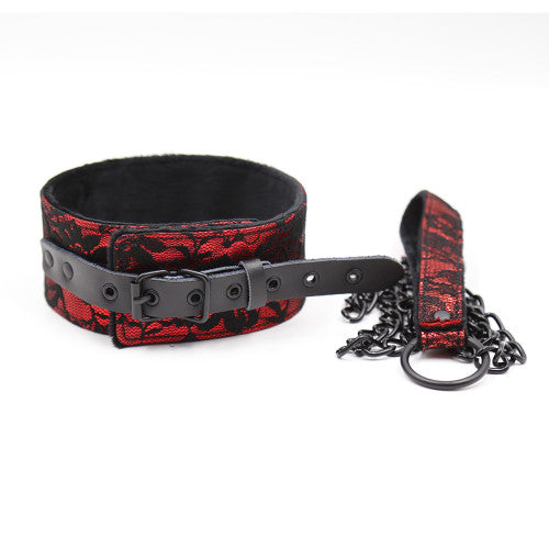 Naughty Toys Red Collar with Black Leash