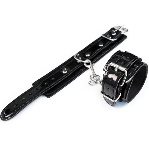 Naughty Toys ONE SIZE Grained Vinyl look hand Cuffs BLACK