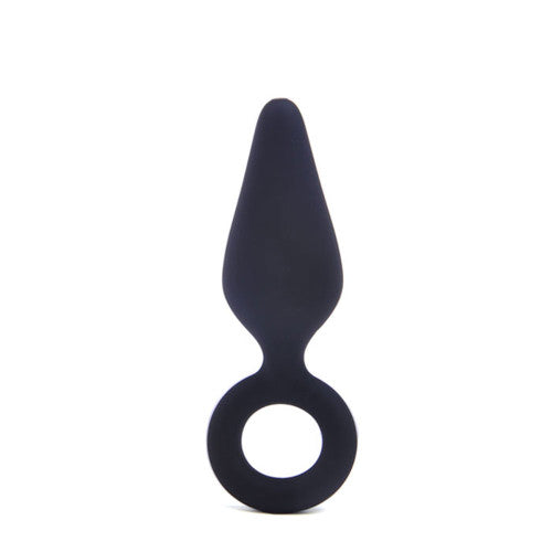 Small Black Silicone Anal Plug with Retrieval Ring Ø 2.8