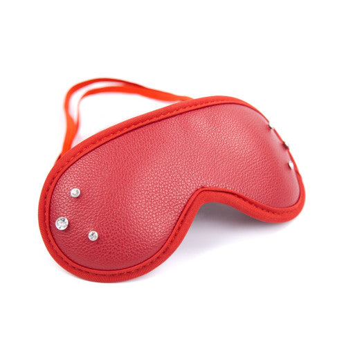 Naughty Toys red satin soft padded blindfold with jewels