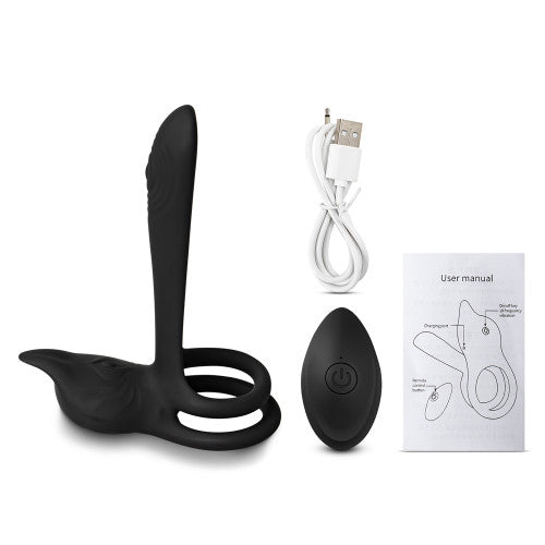 Remote controlled Couples Vibrator with Dual Penis Ring