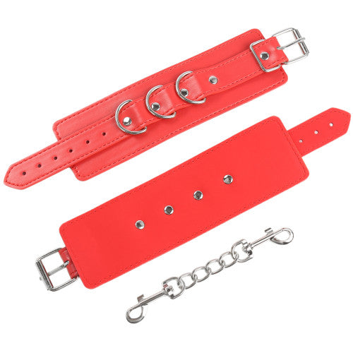 NAUGHTY TOYS red leather 3-D wrist restrains cuffs O-S