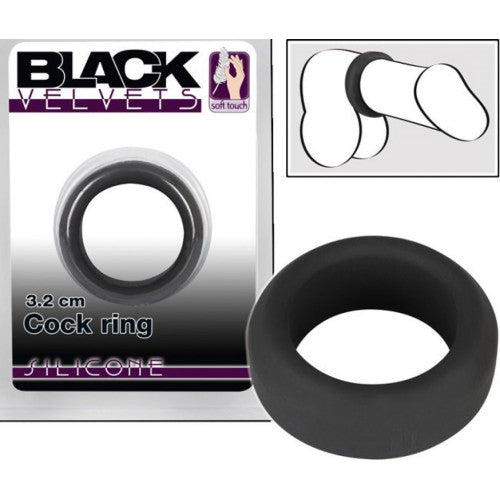 Black Velvets Black Silicone Cock Ring 3.2 cm