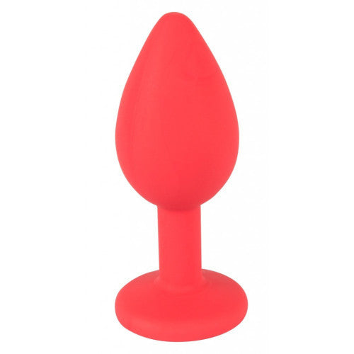 Small Red Silicone butt plug with Red Jewel