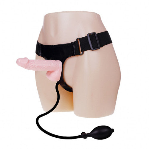 Inflatable female strap-on harness with cock and balls 16cm
