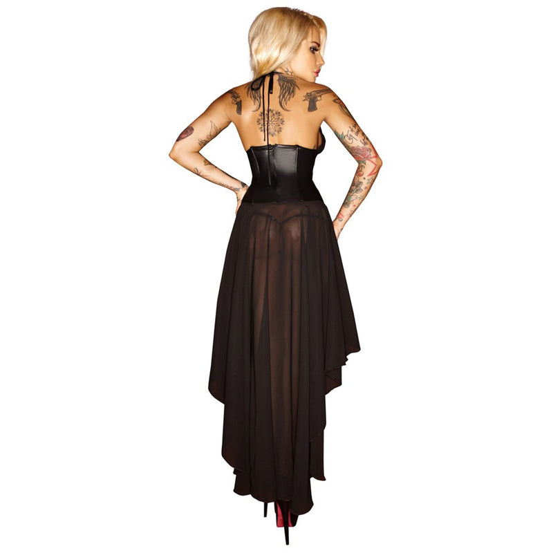 Noir Translucent Powernet Long Dress