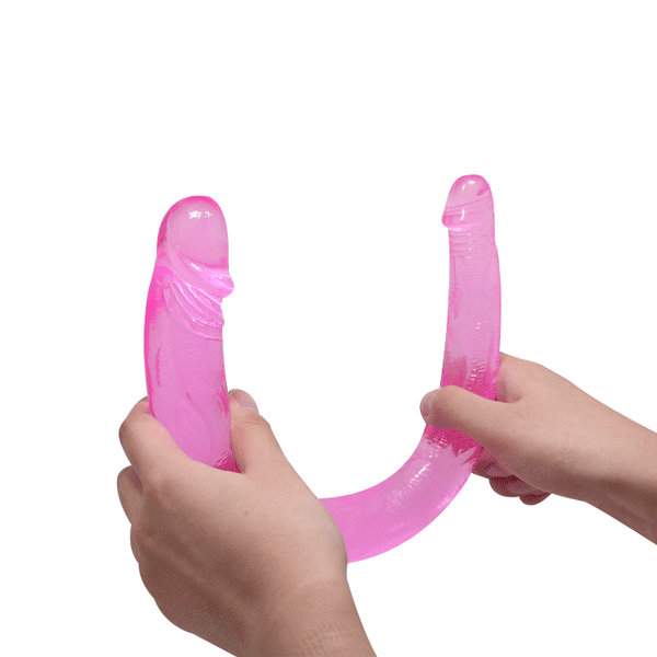 Double Dong Bendable Jelly Soft Pink Dildo 42 CM