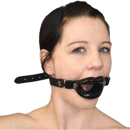 Black Open Lip Mouth Gag with strap Naughty Toys