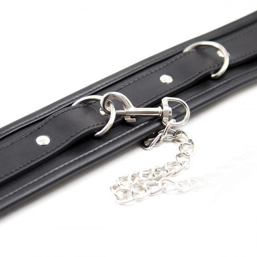 Naughty Toys Leather Collar with Metallic Leash 44 cm