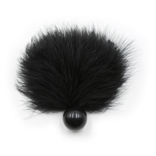 Black feather tickler with bead base handle 12 cm