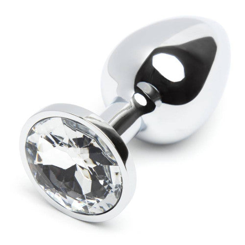 LARGE Clear Crystal Metal Butt Plug Anal Jewel 9 cm