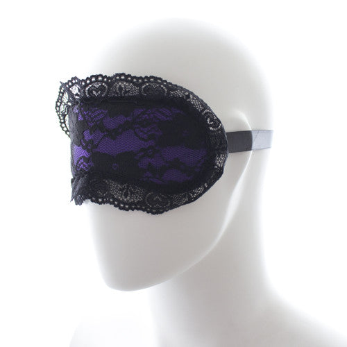 Naughty Toys Purple Lace-Satin Blindfold with Hand Cuffs