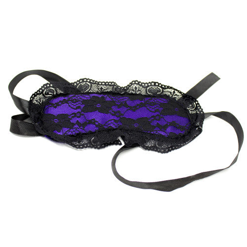 Naughty Toys Purple Lace-Satin Blindfold with Hand Cuffs