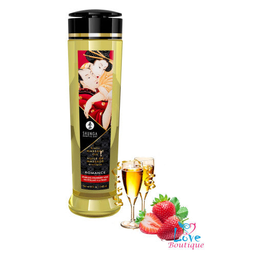 Shunga Romance Sparkling Strawberry Wine Massage Oil 240ml