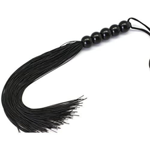 Black silicone flogger with 5 beads handle 36 cm