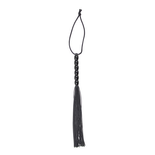 Black Mini silicone flogger with 6 beads handle 22 cm