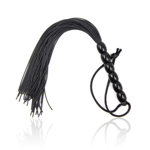 Black Mini silicone flogger with 6 beads handle 22 cm