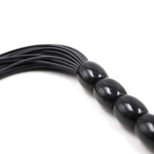 Black Mini silicone flogger with 6 beads handle 22 cm