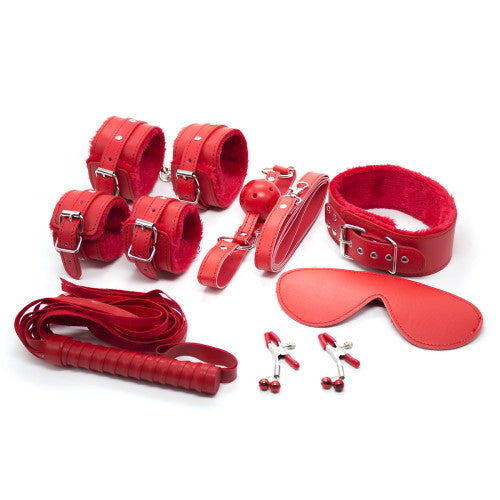 Beginner couple's Red Bondage Set of 7 pcs