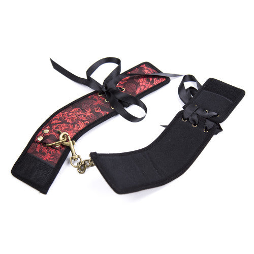 Naughty Toys Black Red Floral Ankle Cuffs