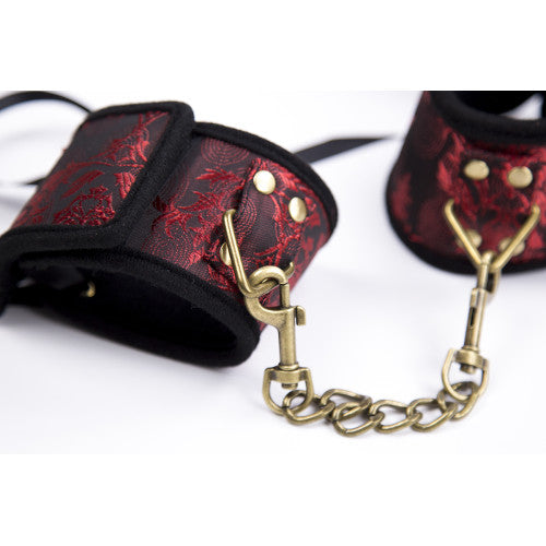 Naughty Toys Black Red Floral Ankle Cuffs