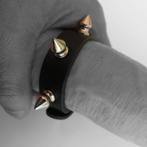 Leather Spike nail adjustable cock ring