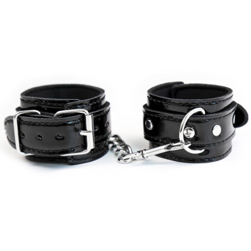 Naughty Toys ONE SIZE Grained Vinyl look hand Cuffs BLACK