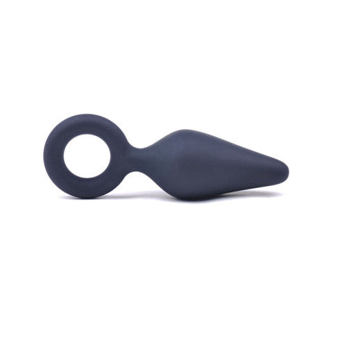 Small Black Silicone Anal Plug with Retrieval Ring Ø 2.8