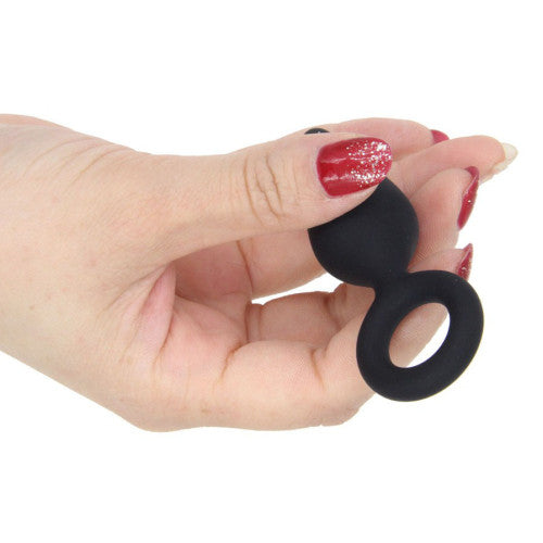 Small Black Silicone Anal Plug with Retrieval Ring Ø 2.8