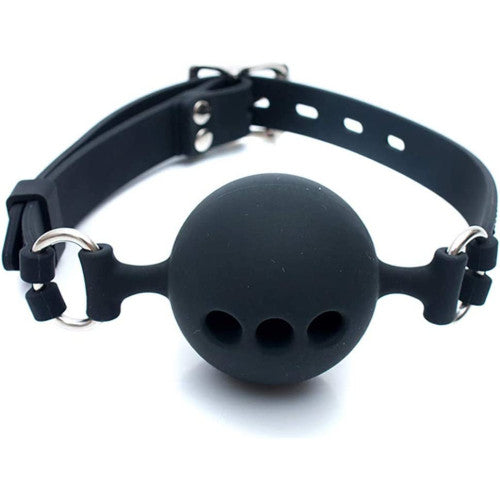 Naughty Toys Breathable Ball gag MEDIUM BLACK Ø 4 cm