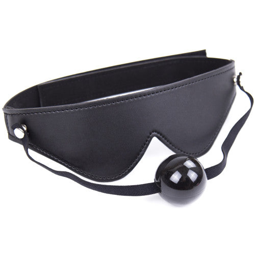 Adjustable One Size Blindfold with mouth ball gag