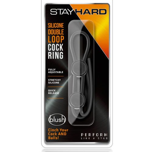 STAY HARD double loop Lasso cock and balls ring black
