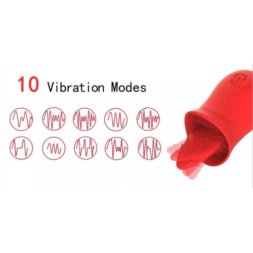 Red silicone vibrating Licking Tongue rose Flower