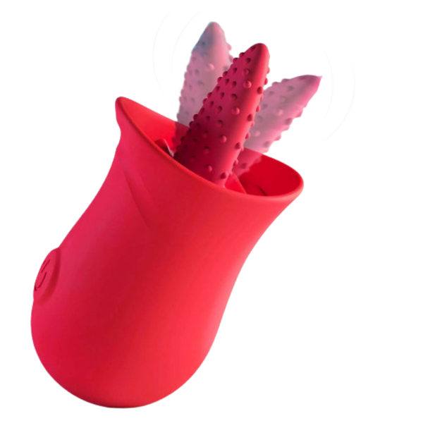 Red silicone vibrating Licking Tongue rose Flower