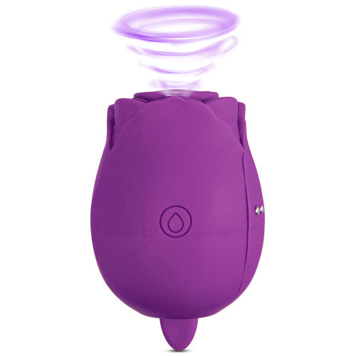 Purple Silicone Clitoral Rose Sucking Vibrator with Vibrating Tongue