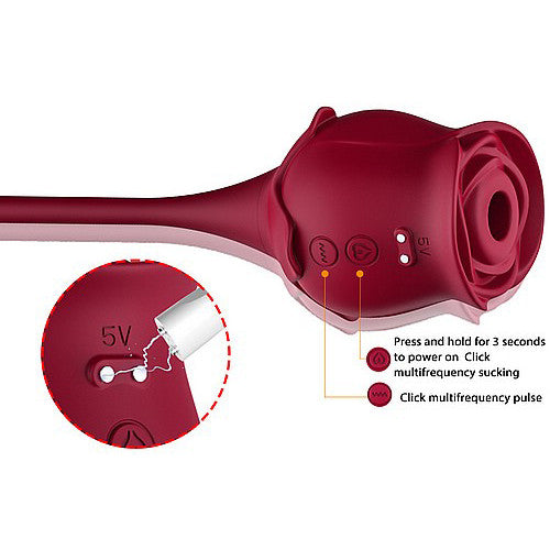 Clitoral Air suction Rose with thrusting bullet Vibrator