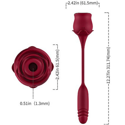 Clitoral Air suction Rose with thrusting bullet Vibrator