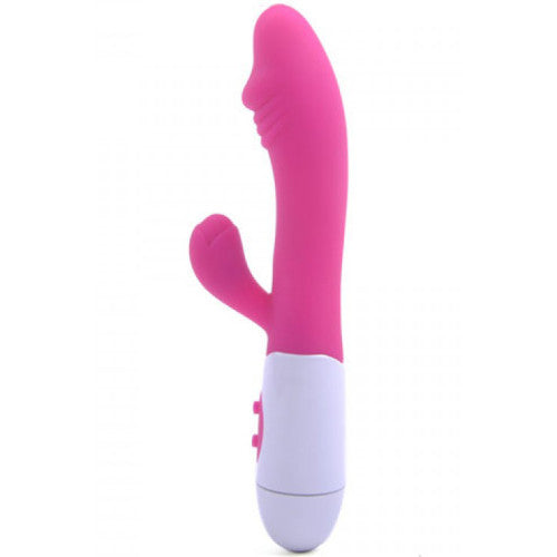 Pink silicone penis Rabbit Dual Motors Vibrator 19 x Ø 3 cm