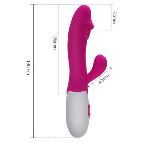 Pink silicone penis Rabbit Dual Motors Vibrator 19 x Ø 3 cm