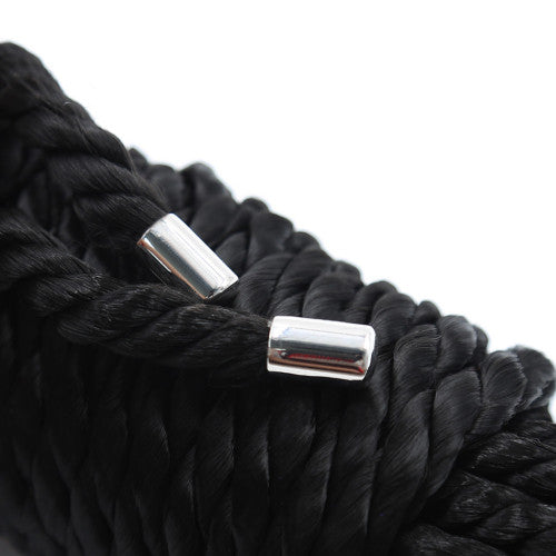 BLACK Silky Soft Bondage Rope with metal endings 5 Meters