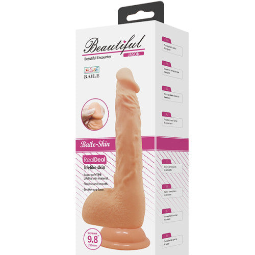 Flesh White Cock & Balls with Suction Beautiful Jason 25 X Ø 4 cm