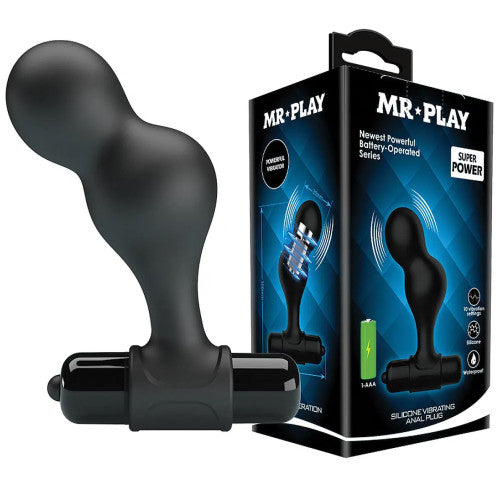 MR PLAY vibrating silicone Butt Plug 10 x Ø 3 cm