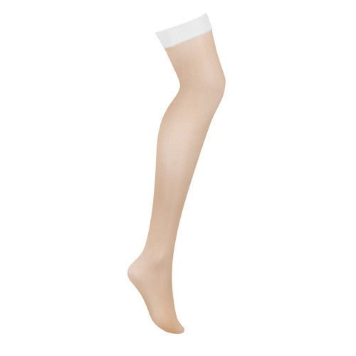 Obsessive S814 Beige Stockings with White Hem