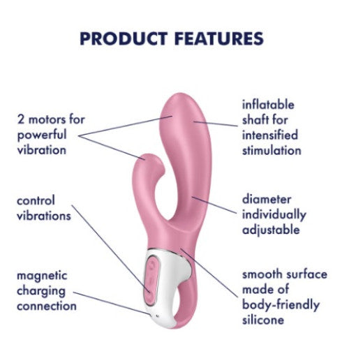 Satisfyer Air Pump Bunny 2 Inflatable G Spot and Clitoral Stimulator Pink