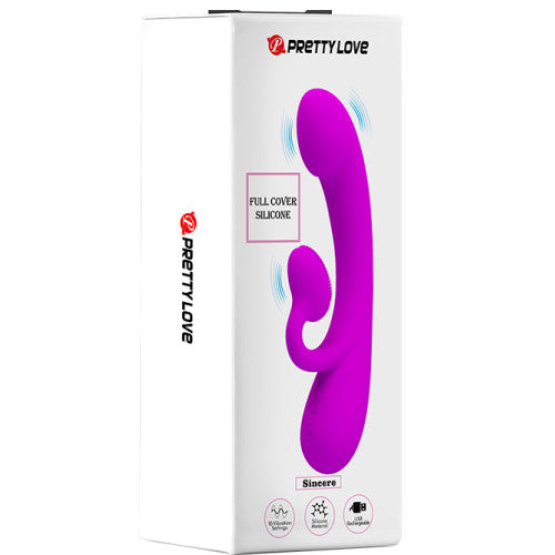 PRETTY LOVE Sincere rabbit vibrator with clitoral teaser scoop Purple
