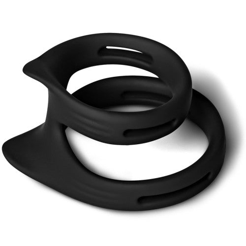 TOYBOY Silicone Dual Penis Rings Black