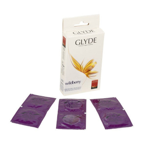 Glyde Flavored 10 Condoms Wildberry - 53mm